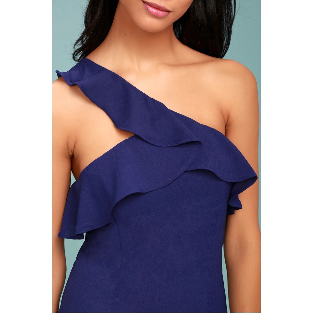 Lulus Beautiful View‎ Royal Blue One-Shoulder Dress Size Small - Picture 3 of 12
